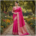 Pink Lichi Silk Saree - Beautiful Girl