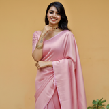 Pink Satin Saree - Full Body